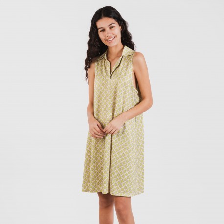 Vestido curto com gola e lapela soft Ohio verde lima