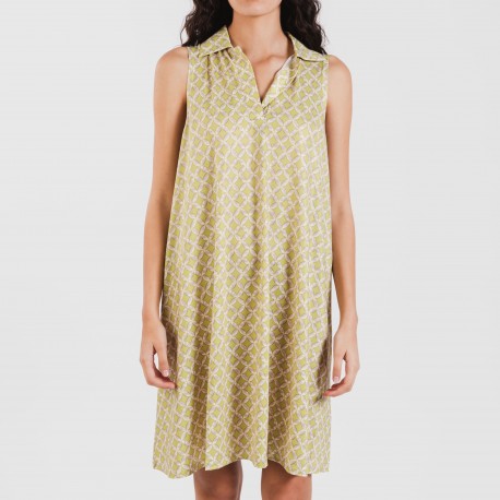 Vestido curto com gola e lapela soft Ohio verde lima