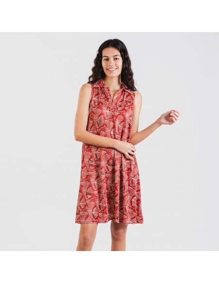 Vestido curto com gola e lapela soft Zumaia bordeaux