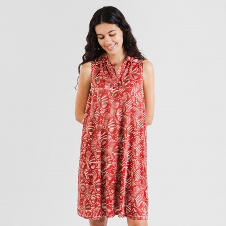 Vestido curto com gola e lapela soft Zumaia bordeaux