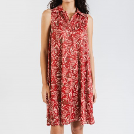 Vestido curto com gola e lapela soft Zumaia bordeaux