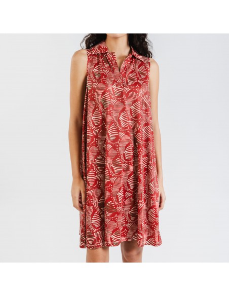 Vestido curto com gola e lapela soft Zumaia bordeaux