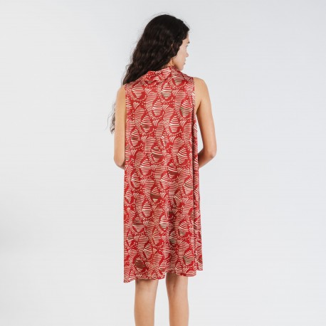 Vestido curto com gola e lapela soft Zumaia bordeaux