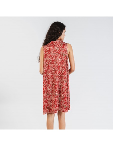 Vestido curto com gola e lapela soft Zumaia bordeaux