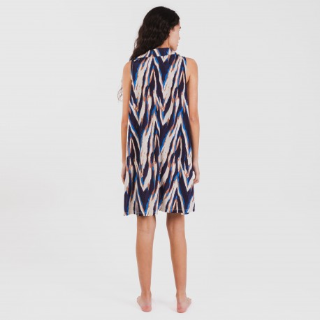 Vestido curto com gola e lapela soft Catherine azul