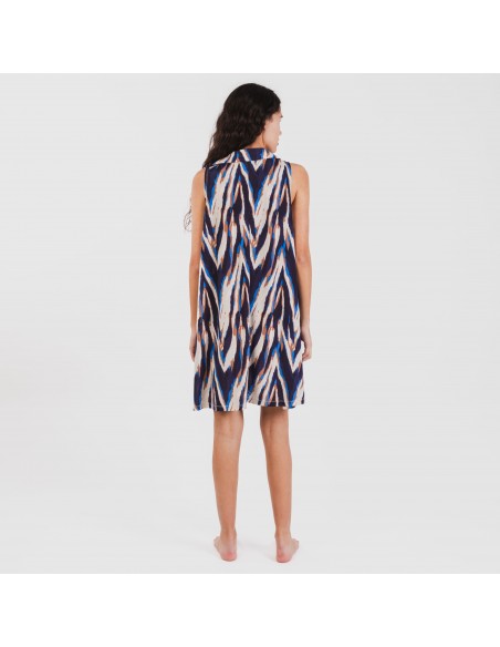 Vestido curto com gola e lapela soft Catherine azul