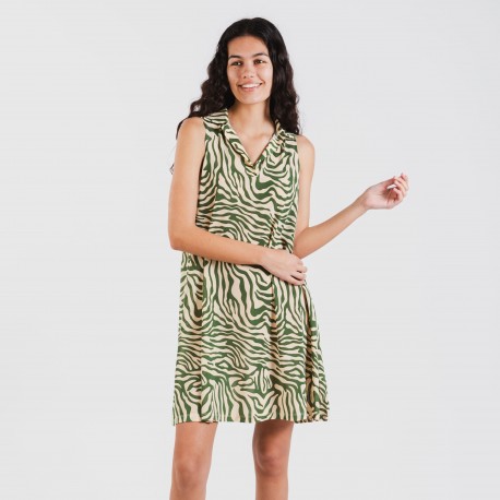 Vestido curto com gola e lapela soft Palmina verde