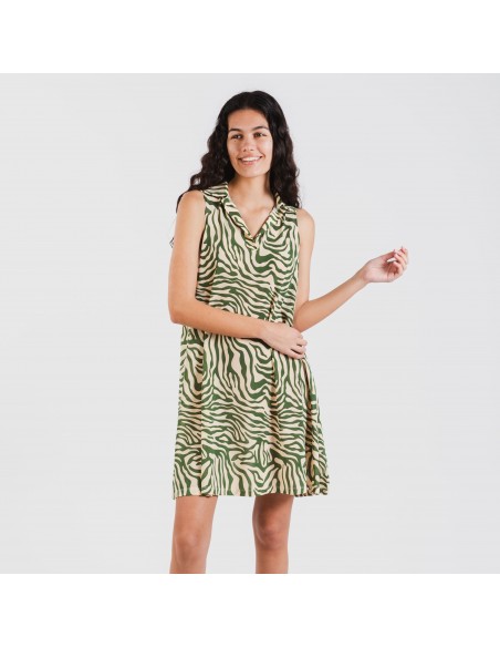 Vestido curto com gola e lapela soft Palmina verde