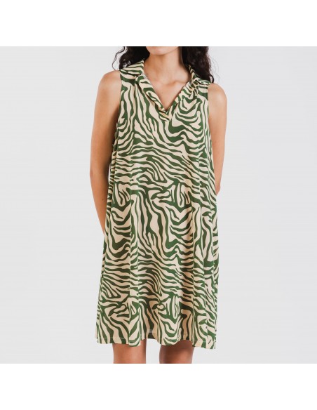Vestido curto com gola e lapela soft Palmina verde