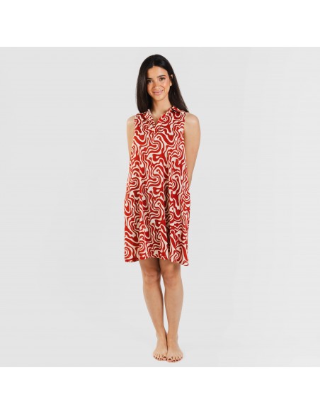 Vestido curto com gola e lapela soft Iratia cor telha