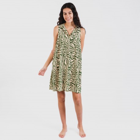 Vestido curto com gola e lapela soft Palmina verde