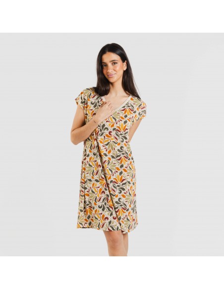 Vestido curto manga fluída crepe Cilian Vestido curto manga fluída crepe Cilian