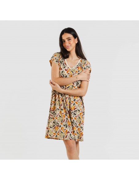 Vestido curto manga fluída crepe Cilian Vestido curto manga fluída crepe Cilian