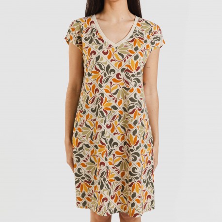 Vestido curto manga fluída crepe Cilian