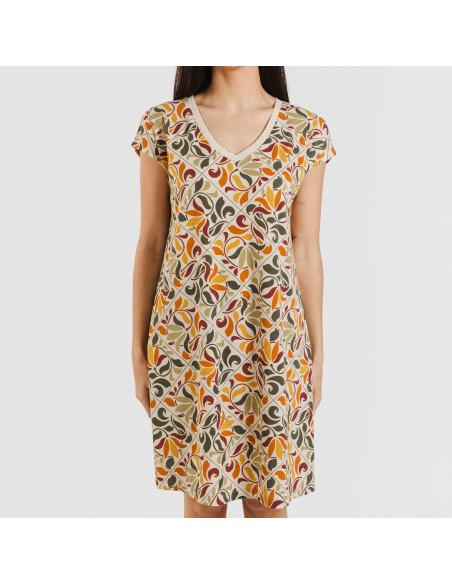 Vestido curto manga fluída crepe Cilian Vestido curto manga fluída crepe Cilian