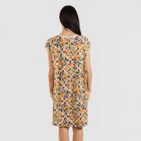 Vestido curto manga fluída crepe Cilian