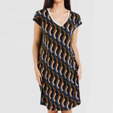 Vestido curto manga fluída crepe Roser