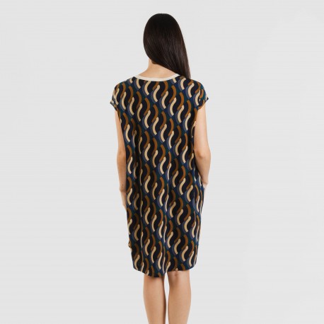 Vestido curto manga fluída crepe Roser