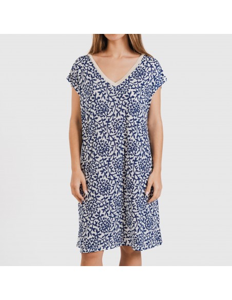 Vestido curto manga fluída soft Meritxell azul marinho Vestido curto manga fluída soft Meritxell azul marinho