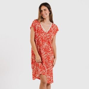 Vestido curto manga fluída soft Miquela cor telha