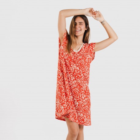 Vestido curto manga fluída soft Miquela cor telha