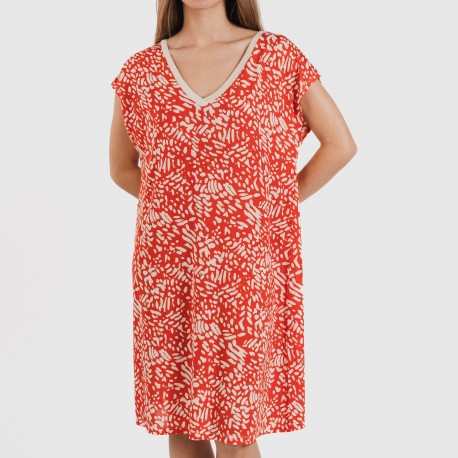 Vestido curto manga fluída soft Miquela cor telha