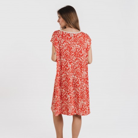 Vestido curto manga fluída soft Miquela cor telha