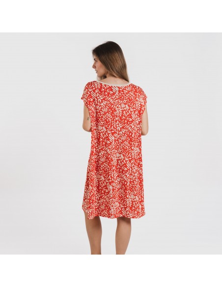 Vestido curto manga fluída soft Miquela cor telha Vestido curto manga fluída soft Miquela cor telha