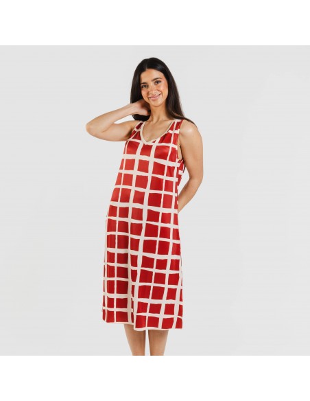 Vestido midi alças soft Naroa cor telha Vestido midi alças soft Naroa cor telha