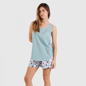 Pijama curto algodão Maura verde água 2