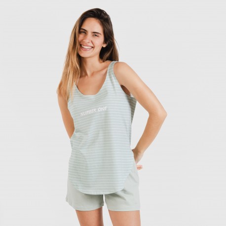 Pijama curto algodão Denis verde tiffany