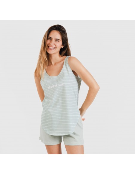 Pijama curto algodão Denis verde tiffany Pijama curto algodão Denis verde tiffany