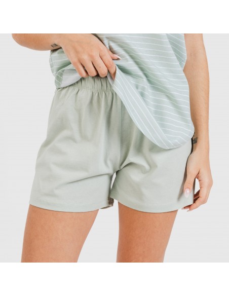 Pijama curto algodão Denis verde tiffany Pijama curto algodão Denis verde tiffany