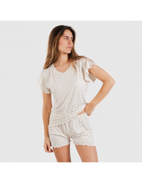 Pijama manga curta mulher soft Iris natural Pijama manga curta mulher soft Iris natural