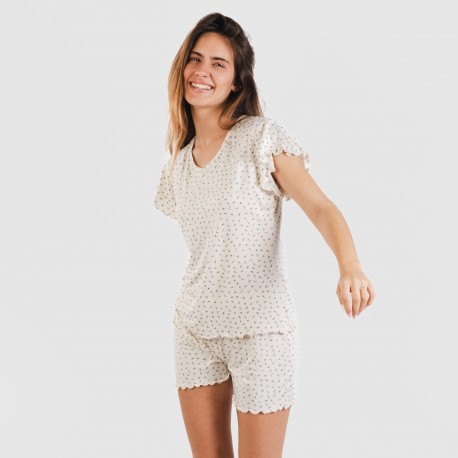 Pijama manga curta mulher soft Iris natural