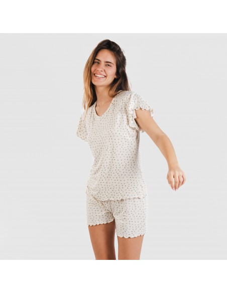 Pijama manga curta mulher soft Iris natural Pijama manga curta mulher soft Iris natural