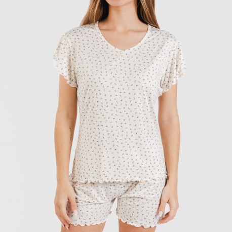 Pijama manga curta mulher soft Iris natural