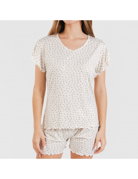 Pijama manga curta mulher soft Iris natural Pijama manga curta mulher soft Iris natural