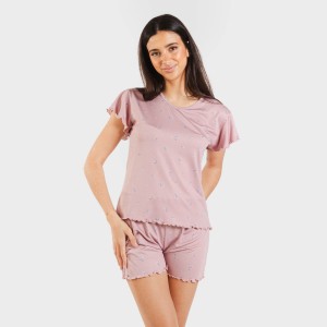 Pijama manga curta mulher soft Melanie malva