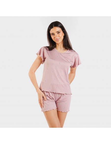Pijama manga curta mulher soft Melanie malva Pijama manga curta mulher soft Melanie malva