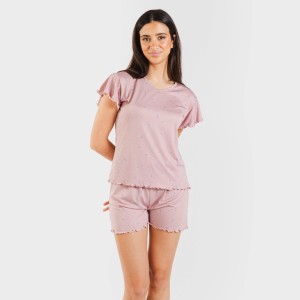 Pijama manga curta mulher soft Melanie malva 2