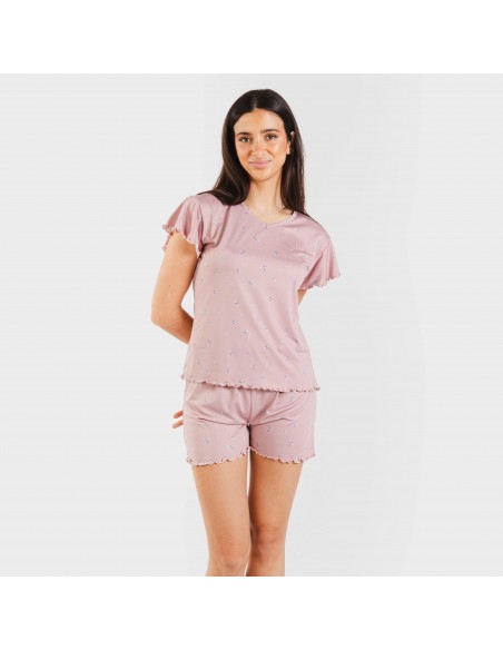 Pijama manga curta mulher soft Melanie malva Pijama manga curta mulher soft Melanie malva