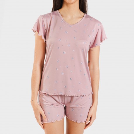 Pijama manga curta mulher soft Melanie malva