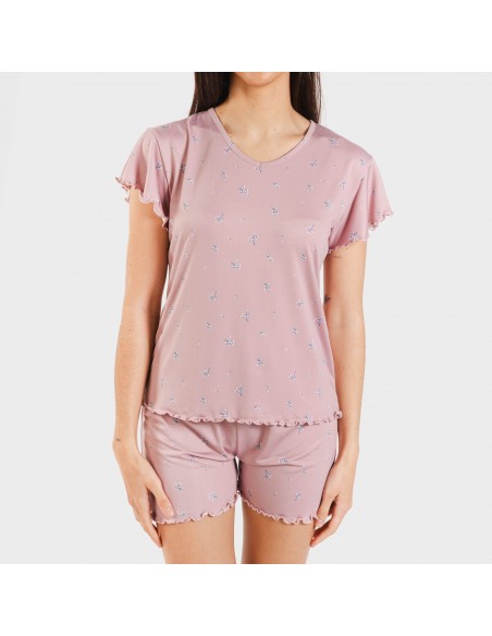 Pijama manga curta mulher soft Melanie malva Pijama manga curta mulher soft Melanie malva
