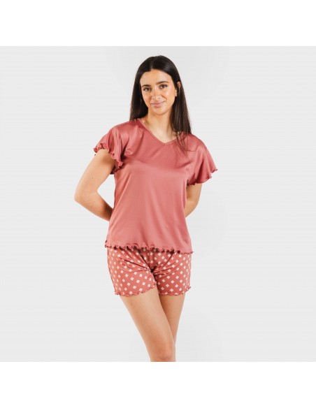 Pijama manga curta mulher soft Missy marsala