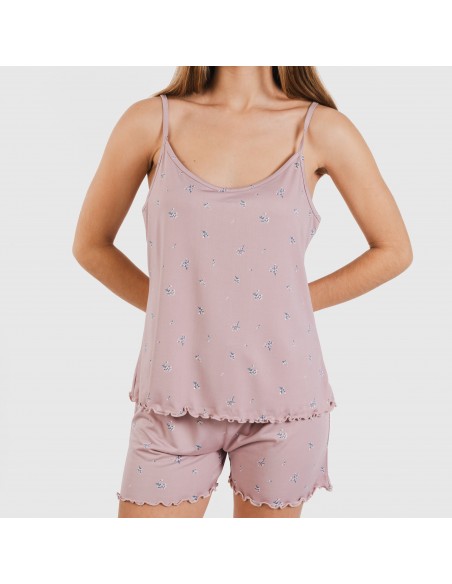 Pijama alças mulher soft Melanie malva Pijama alças mulher soft Melanie malva