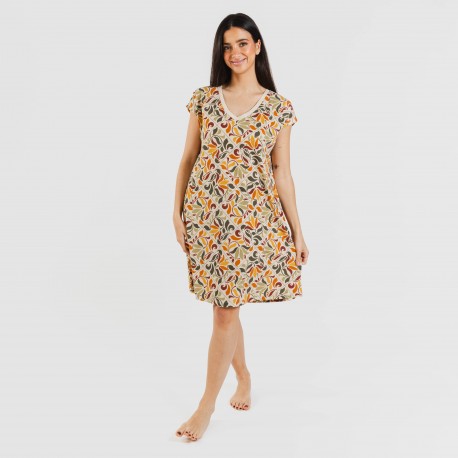 Vestido curto manga fluída crepe Cilian