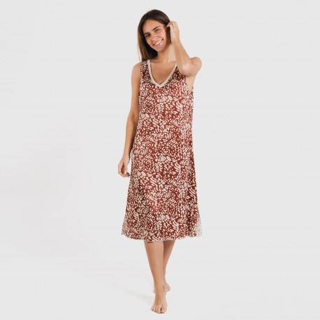 Vestido midi alças soft Miquela castanho