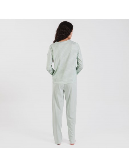 Pijama algodão Denis verde tiffany pijamas-compridos-de-mulher