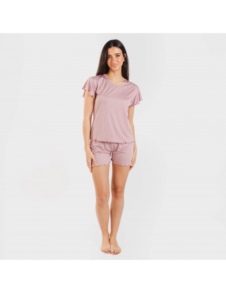 Pijama manga curta mulher soft Melanie malva Pijama manga curta mulher soft Melanie malva